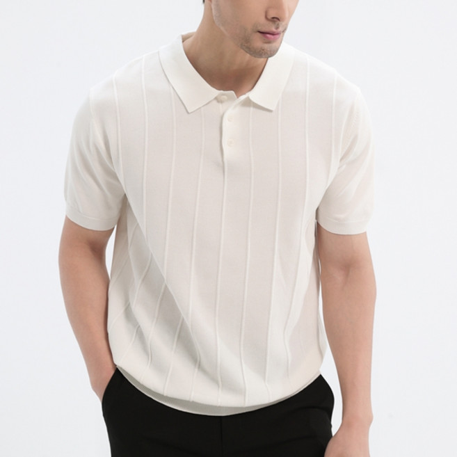 글리멜로 남자 여름 캐주얼 카라니트 반팔 티셔츠