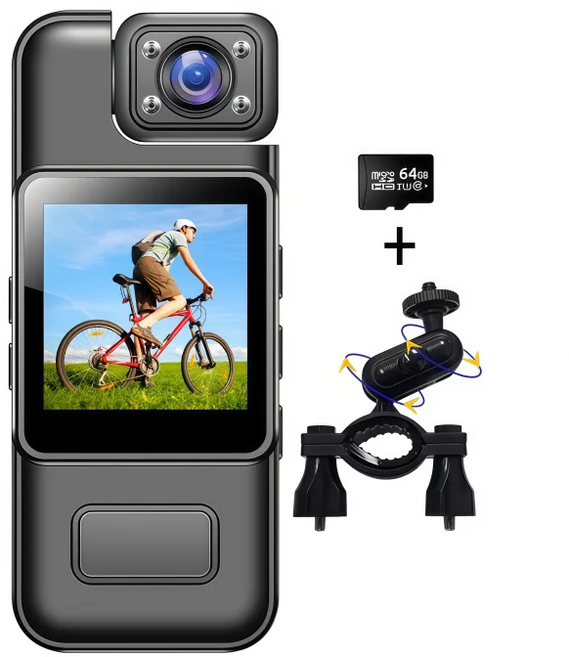 4K 미니 액션캠 휴대용 고화질 초소형 바디캠 오토바이 블랙박스 카메라 자전거블랙박스, SD카드64GB