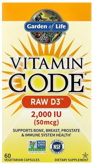가든오브라이프 비타민D3 2000IU Garden of Life Vitamin Code Raw D3 2000IU 60정, 1개 - 쿠팡