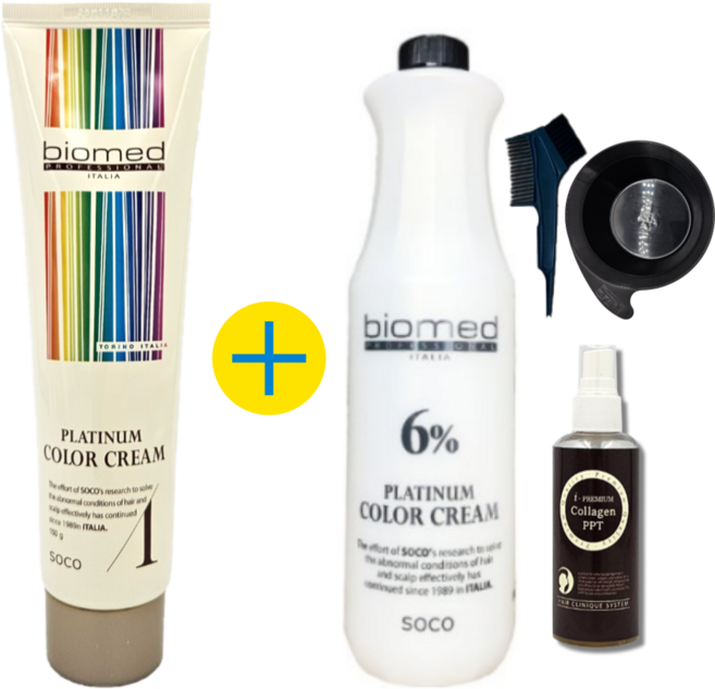 바이오메드 염색약 플레티넘 칼라크림 냄새 적은 저자극 순한 새치 셀프염색약 산화제 포함, 1개, 5.3 금빛밝은갈색