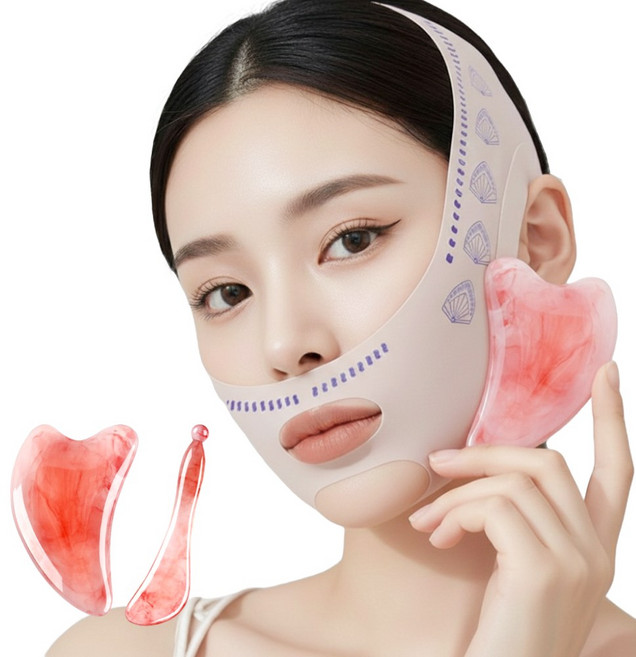 원데이픽 V라인 페이스 리프팅 밴드, 1세트, 밴드+괄사