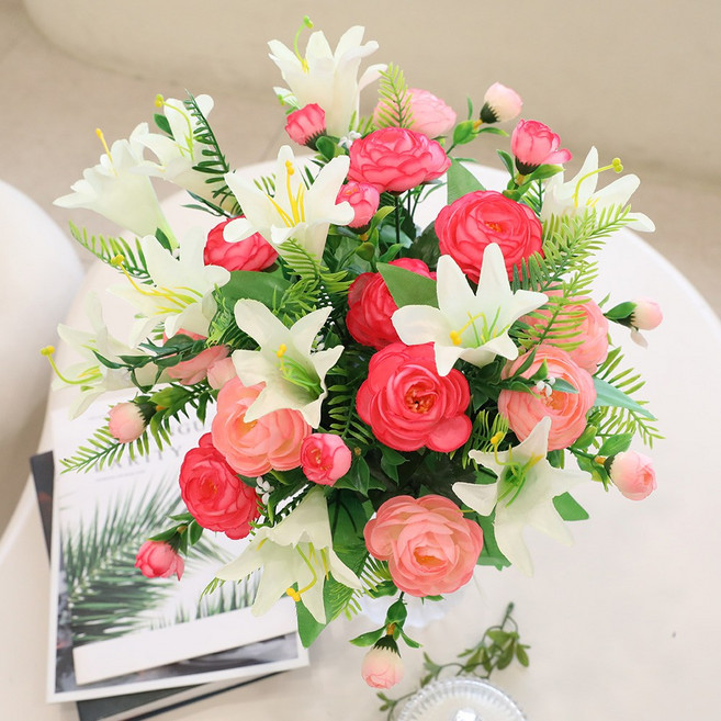 인테리어 조화 성묘 산소 납골당 꽃 장식 조화세트, 세트107.로즈나난 핑크, 1개