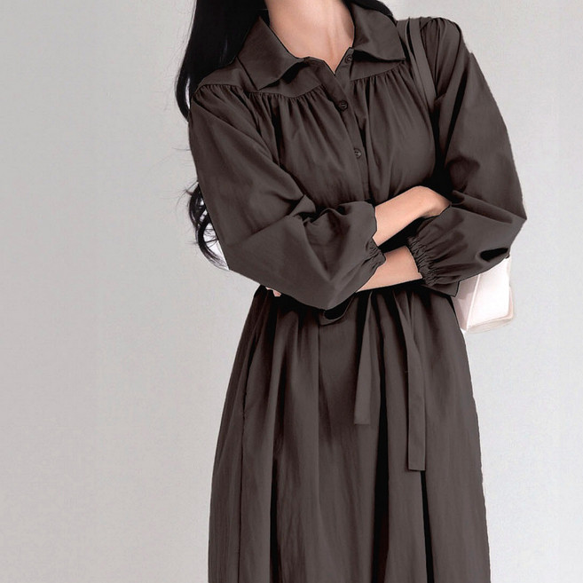 MUMUM 넉넉한 빅사이즈 롱 원피스 가을 봄 간절기 긴팔원피스 5XL까지