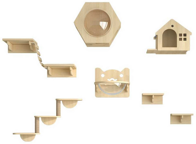 고양이 벽 선반 캣타워 캣워커 원목 놀이터 놀이터, 1개, O 패키지1
