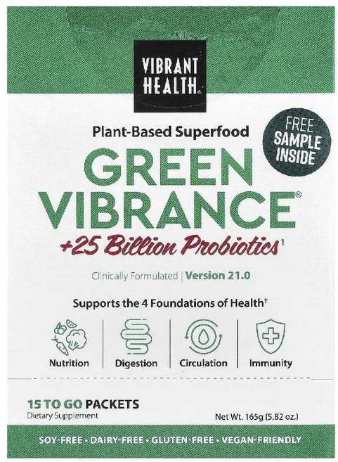 바이브랜트헬스 Green Vibrance 250억 프로바이오틱스 15팩 165g, 상품, 1개 - 쿠팡