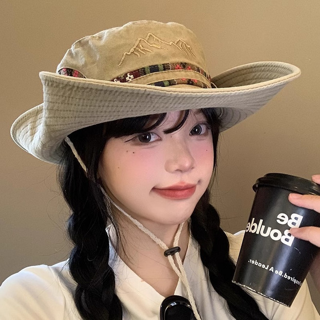 西部牛仔帽女夏季戶外辣妹民族風漁夫帽大帽檐露營復古遮陽登山帽