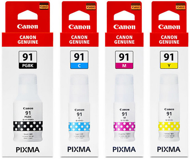 캐논 정품 무한잉크 GI-91 4색세트 G3960 G3920 G3923 G3971, 4색세트(BK+C+M+Y), 1개