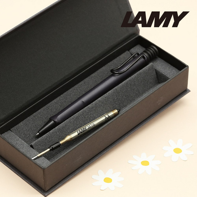 라미 사파리 볼펜+볼펜심 SET / 선물포장 정식수입처 제품 LAMY RAMY 리플렛, 스틸블랙