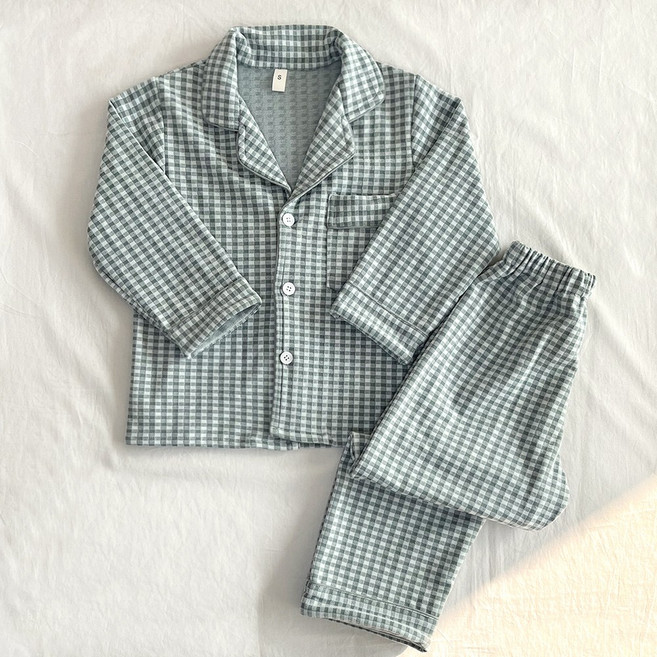 엘라운지 아동용 체크 극세사 방구석 파자마 상하세트