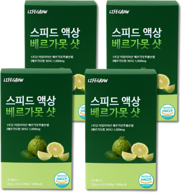 베르가못 착즙주스 고함량 액상 스틱 착즙액 폴리페놀 haccp 식약처 인증 15포, 4개, 300g