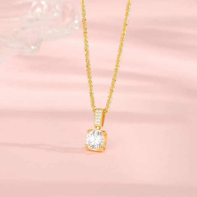 YANGTA 여성용 18k 라운드 큐빅 목걸이 데일리 목걸이 선물목걸이