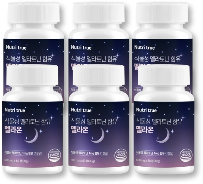 뉴트리트루 식물성 멜라토닌 함유 멜라온 HACCP 인증, 6개, 60정 - 쿠팡