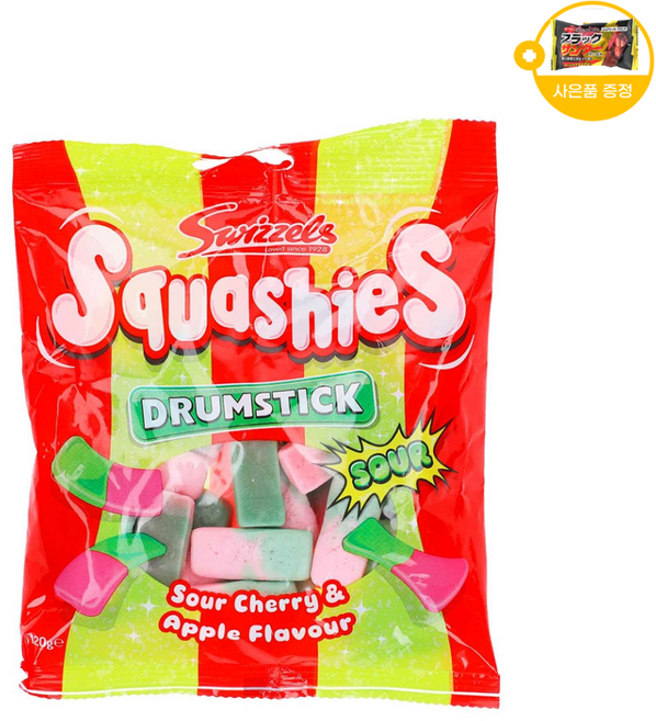 영국 스위즐스 스쿼시 젤리 드럼스틱 사우어 체리&애플 사은품 추가증정, 1개, 100g