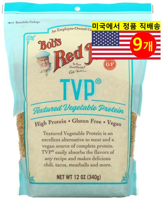 Bob's Red Mill 베이킹 재료 TVP 텍스처드 채소 단백질 340g 3개, 9개