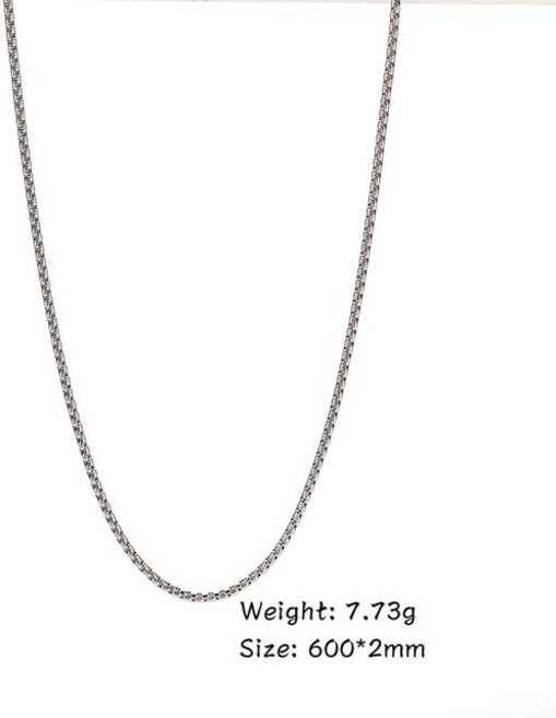 스텐체인 Skyrim 패션 60cm 긴 박스 체인 목걸이 스테인레스 스틸 스테이트먼트 24mm 단단한 쥬얼리 선물 남성 여성, 3) 2 mm wide - 55CM