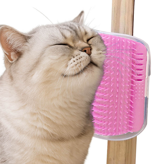 견행묘행 고양이 셀프 그루밍 브러쉬 털관리 빗, 2개, 핑크-L
