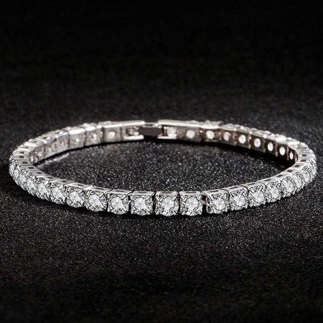 노리모아 925 실버 클래식 테니스 팔찌 큐빅 데일리