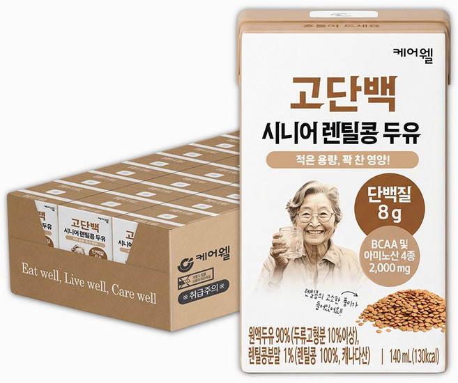 케어웰 고단백 시니어 렌틸콩 두유, 24개, 140ml
