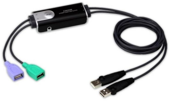 A-TEN 2-포트 USB 바운드리스 케이블 KM 스위치, 기본, 1개