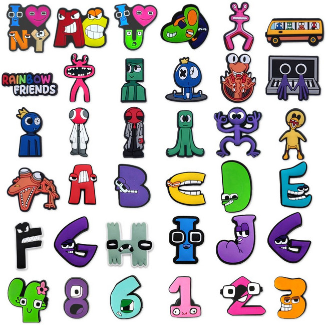 젤리포크 레인보우 프렌즈 알파벳 로어 이니셜 이름 파츠 참 신발 악세사리 실내화 꾸미기