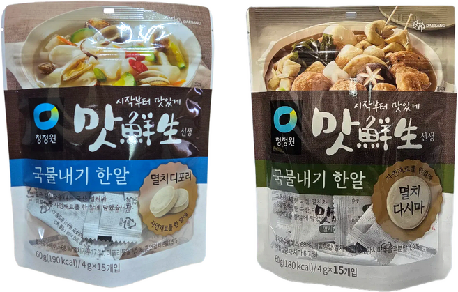 청정원 맛선생 국물내기 한알 멸치디포리60g + 멸치다시마 60g, 60g
