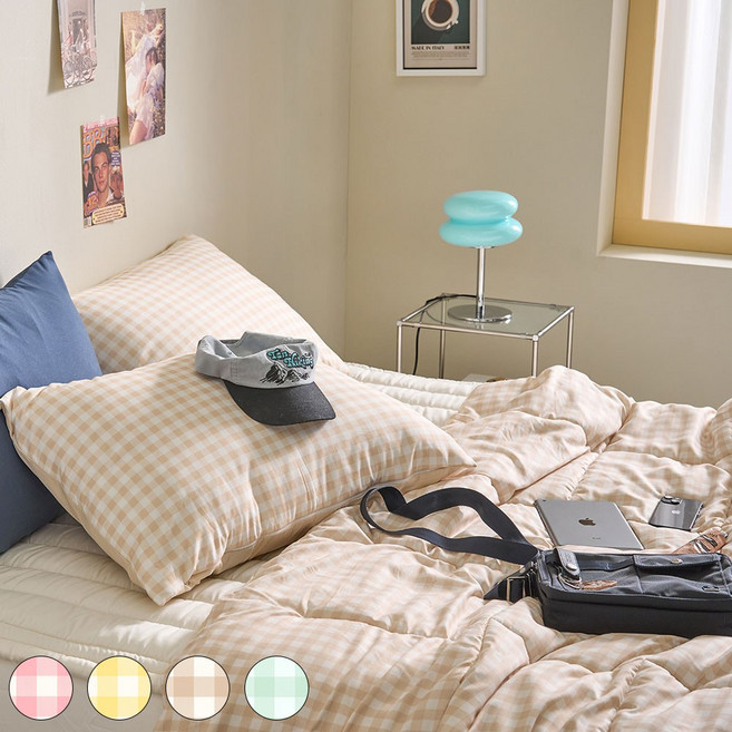 데시뉴 체크러버 다운필 항균 차렵이불 단품