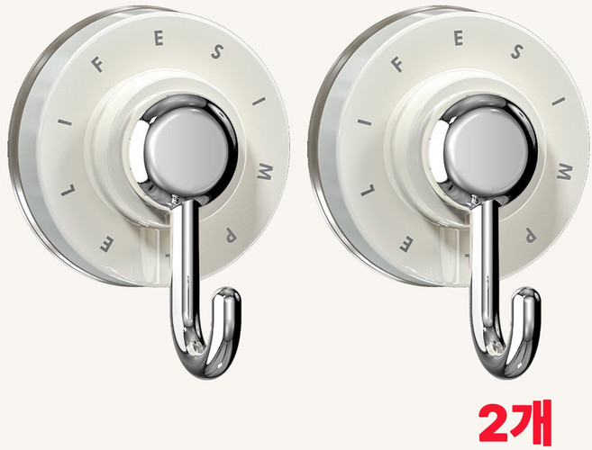 센티브 회전형 흡착형 벽걸이 후크, 2개, 화이트