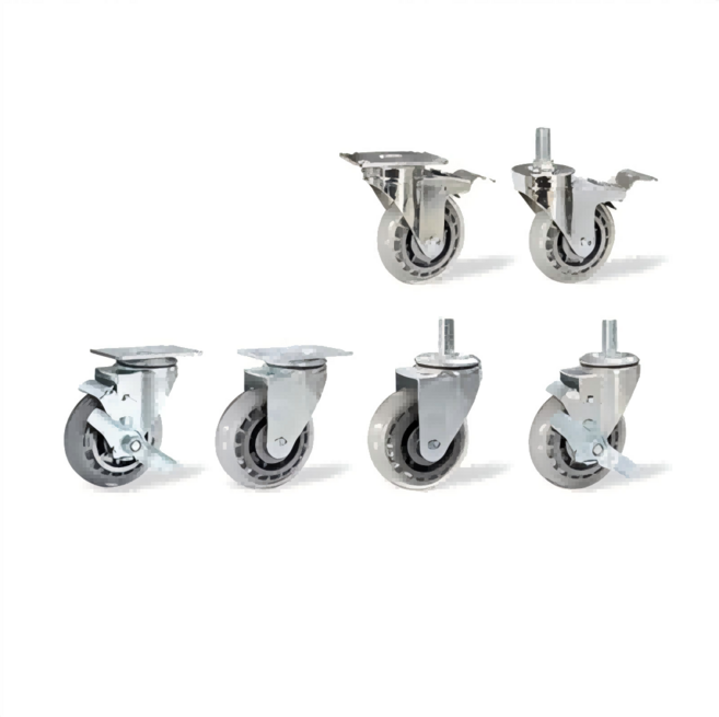 인라인캐스터 50mm 63mm 76mm 고탄력 투명 무소음 우레탄바퀴 대차바퀴 30kg-100kg, 1개