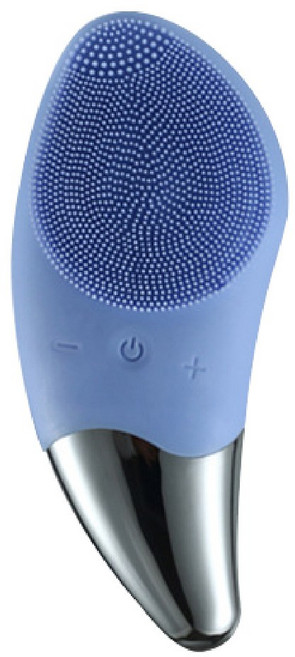 電動洗臉機親膚矽膠 兩用導入儀 深層清潔毛孔 多檔調節 全身防水, 藍, BE502