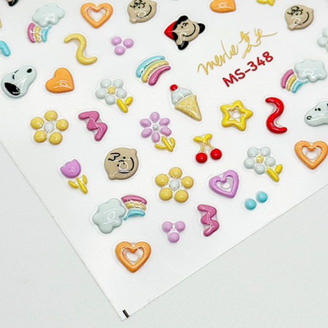 엠보 젤리 파스텔 스누피 캐릭터네일스티커 MS-348, 1개