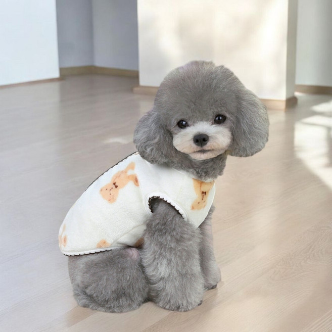 후아시스 겨울 강아지 플리스 수면조끼, 1개, 아이보리