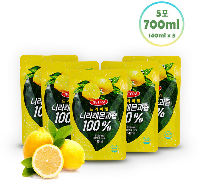 니라 프리미엄 레몬과즙, 140ml, 5개