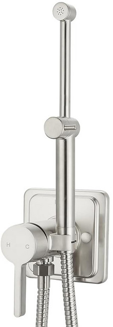 벽에 장착된 브러시드 골드 휴대용 온수 비데 스프레이어 화장실용 믹싱 밸브가 있는 숨겨진 뜨겁고 차가운 스프레이어, 브러시드 니켈