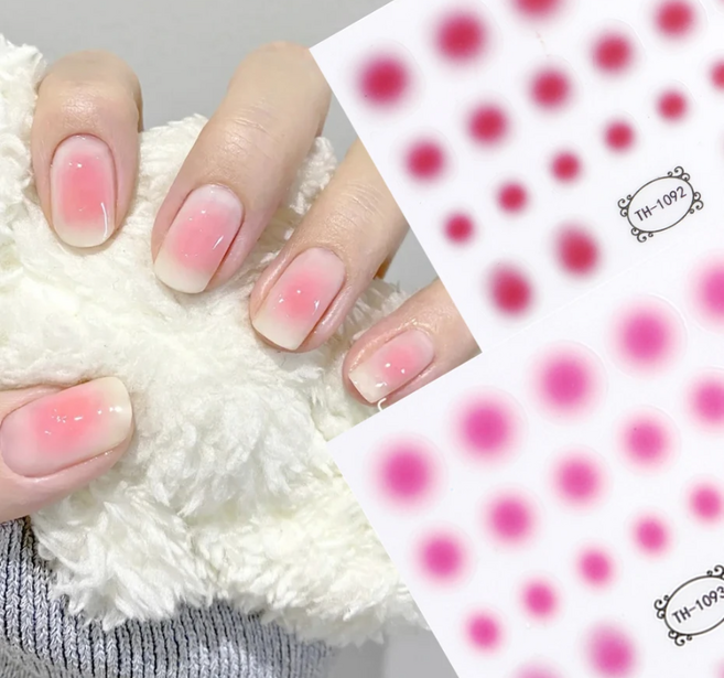 치크 네일그라데이션 네일스티커, 1개, 레드+핑크