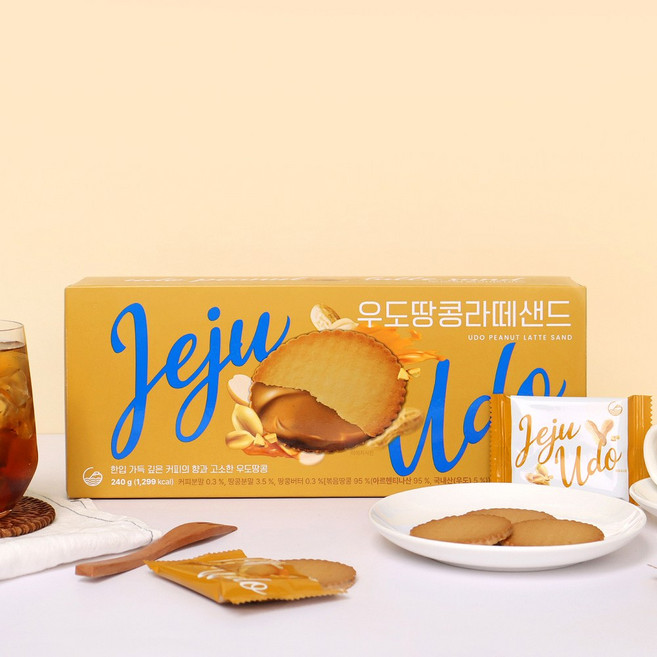 바스락 우도땅콩 라떼샌드, 1개, 240g