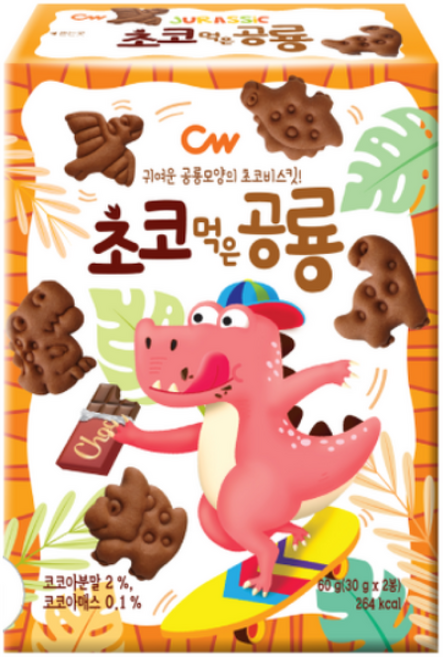 청우 초코먹은공룡 비스킷, 60g, 2개