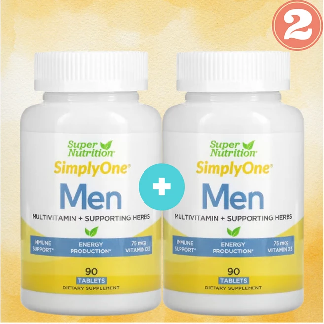 슈퍼뉴트리션 SimplyOne 남성용 종합 비타민+허브 보조제 90정, 2개 - 쿠팡