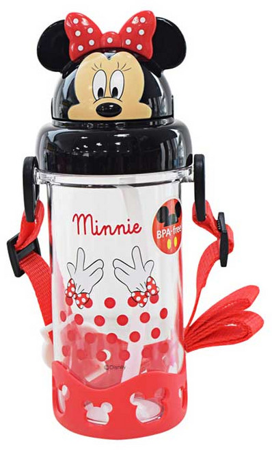 릴팡 디즈니 미키 미니마우스 어깨끈 입체 빨대 물통 뽀사사 캐릭터 어린이 아동 물병, 단품, 1개, 400ml