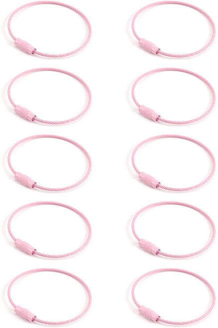 오너킹 와이어링 컬러 와이어키링 열쇠고리 악세사리 부자재, 10개, 연핑크