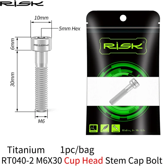 자전거헤드셋 위험 1pcs M6x30/35/40/50mm 티타늄 Ti 자전거 헤드셋 캡 볼트 산악 스템 탑 나사, M6x30 Golden, 1개