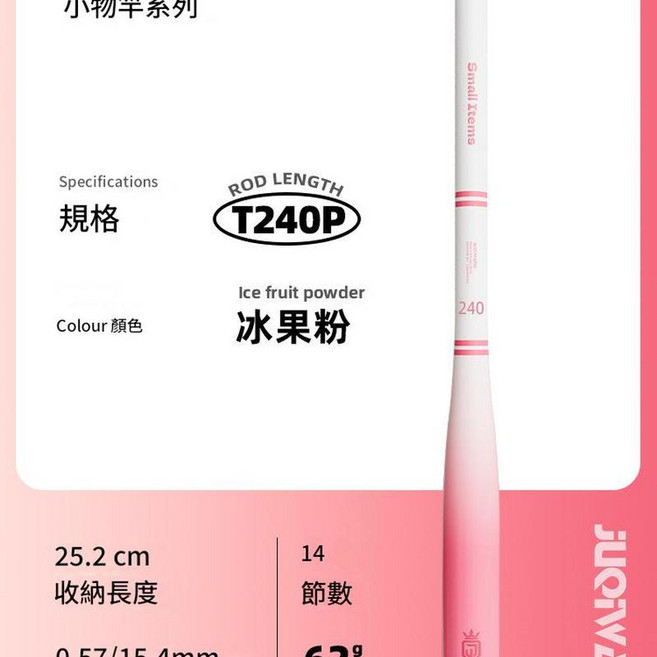 迷你小物竿 T150P 冰晶藍1.5米, 冰果粉2.4米
