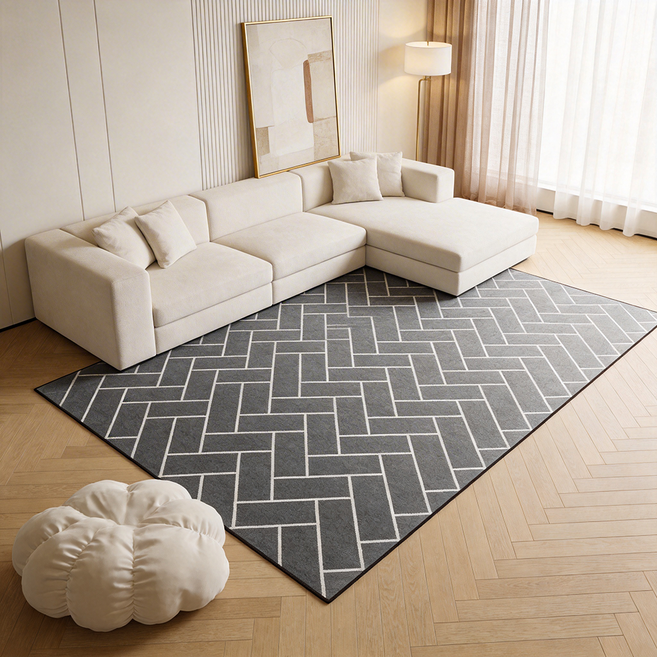대형 카페트 기하학 패턴 거실용 러그 검은색 분말 낙하 없음 먼지없는