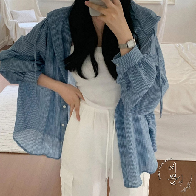 예쁨시전 사계절 간절기 장마 빅사이즈 얇은 후드 셔츠 가디건