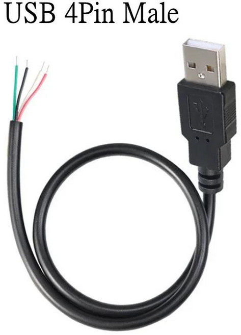 호환 전원 공급 장치 날짜 케이블 2 핀 USB A TYPE-C 암 수 4 와이어 잭 충전기 코드 익스텐션 커넥터 DIY, 01 0.5m, 11 4pin USB Male