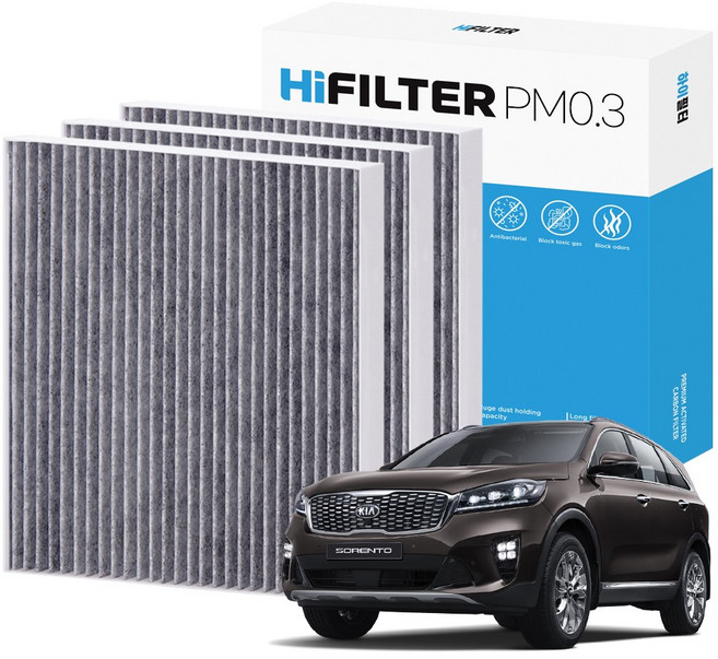 2+1 하이필터 PM 0.3 활성탄 자동차 에어컨 필터 기아, 3개, 더 뉴 쏘렌토 (3세대/UM PE) HI-G107