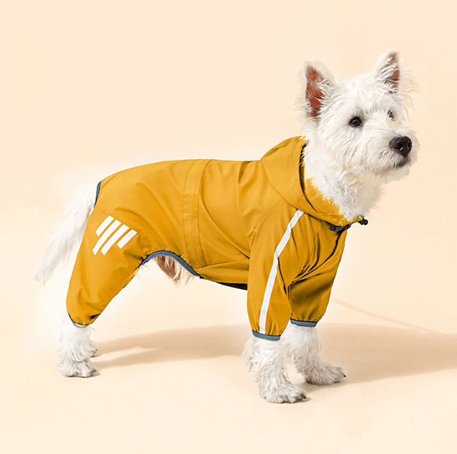 아띠꼴로 강아지 올인원 우비 애견 판초우비 반려견 레인코트 방수옷, 머스터드, 1개