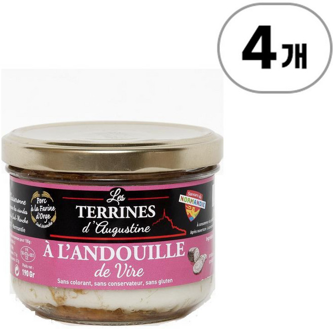 오귀스틴 테린 테린 위드 비르 안두이 소시지 Augustines Terrines Terrine with Vire andouille sausage 190g, 4개