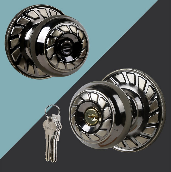 1000AB 원형 방문 손잡이 문고리 실린더, 1000AB 침실(열쇠형), 고객직접설치