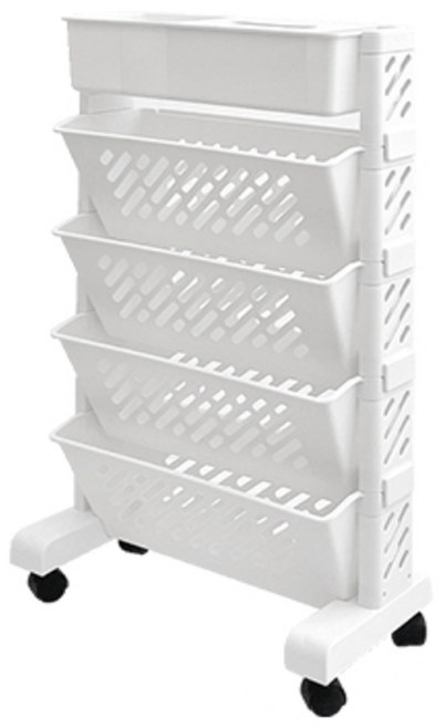 팝키즈 이동식 책꽂이 북트롤리 북카트, 5단 북트롤리 화이트