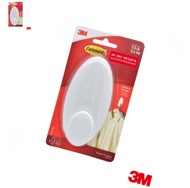 3M 코맨드 대형 옷걸이 훅 다용도 벽걸이 17019, 상세페이지 참조, 1개